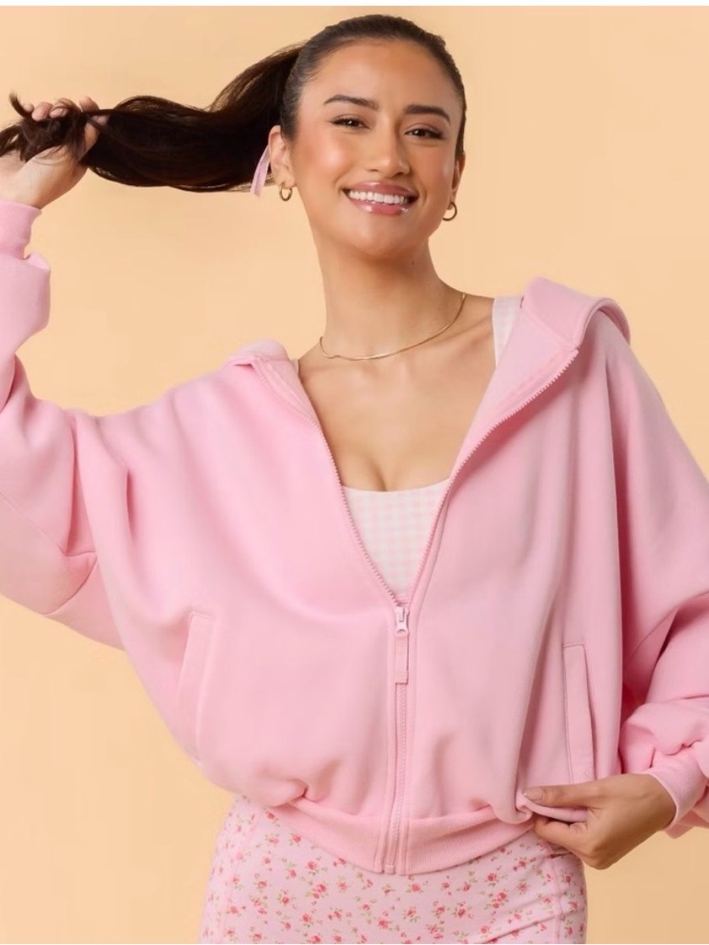 Blogilates 3X NEW Soft Pink Zip-Up Hoodie - Women's Lightweight Casual Top